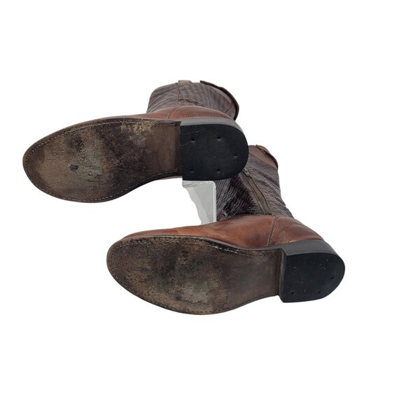 Vtg Stetson‎ Knee-High Brown Woven Leather Equestrian Boots Sz 8.5 Handmade - Picture 15 of 16